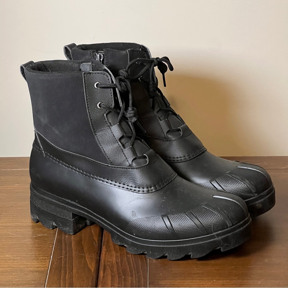 Sperry Syren Ascend heeled duck boots, size 12, black